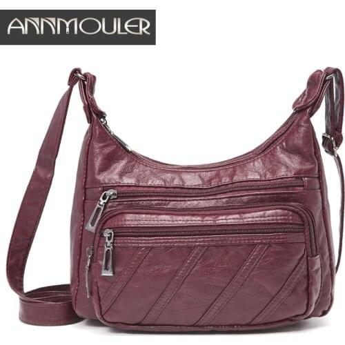 Soft Women Bag PU Leather Shoulder Bag 6 Colors Crossbody Bag Multi-pockets Messenger Bag Lady Purse Fashion Small Bag for Girl