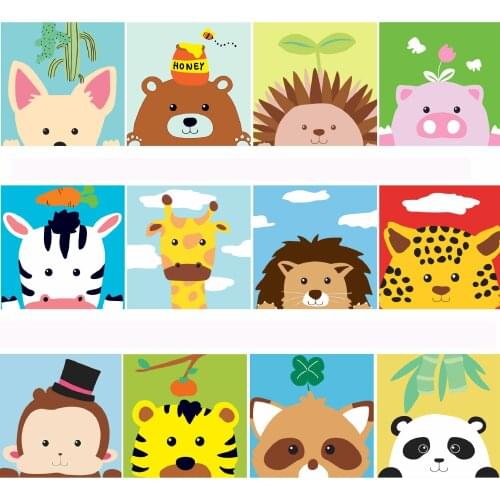 Frame DIY Painting By Numbers Children Cartoon Animals Paint By Number Hand Painted Calligraphy Painting 20x20cm Artowrk