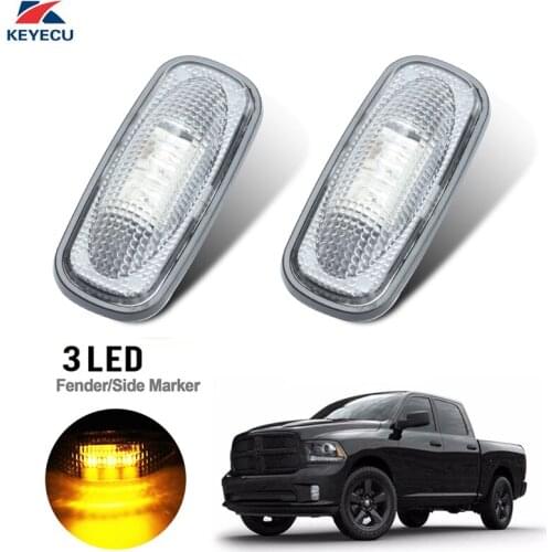 KEYECU 2Pieces 12V Amber LED Fender Bed Side Marker Lights Set For 2003-2009 DODGE RAM Pickup F250 3500