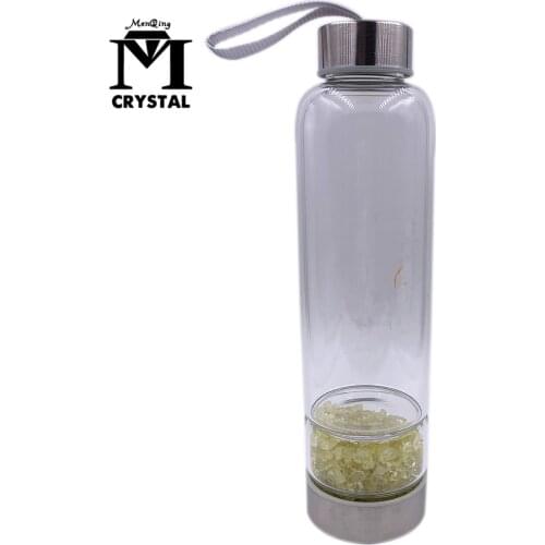 Natural citrine Gravel Water bottle yellow Quartz Irregularity Crystal Energy Healing cup Gemstone crystal water Drinkware