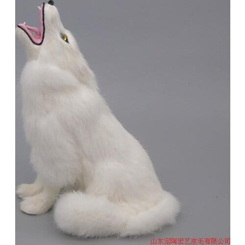 New white simulation wolf toy polyethylene & furs sitting wolf model gift about 25x19CM 246