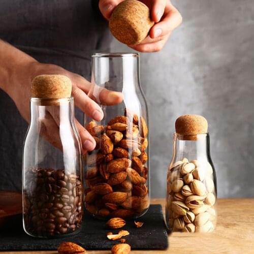 New Kitchen Glasses Storage Jar Tea Coffee Candy Sugar Organizer Container With Wood Lid Snacks Spices Decoration Tank Sugar Bin