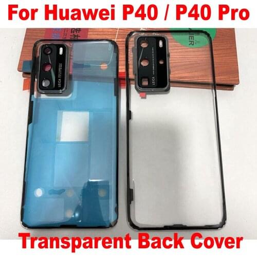 100% Fit New Transparent Battery Back Cover Rear Housing Door Case For Huawei P40 / P40 Pro Phone Shell Creative Lid Replacement
