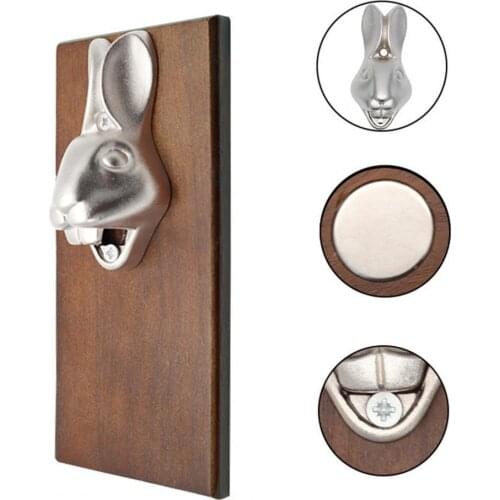 Bottle Opener Multifunctional Wall Mounted Stainless Steel Innovative Delicate Rabbit Head Refrigerator Magnet for Kitchen