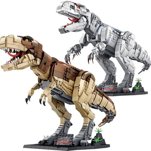 PANLOS Jurassic Dinosaur World Zoo MOC Tyrannosaurus Rex Model Building Blocks Childrens Toy Sticker Gift Small Brick 2108pcs