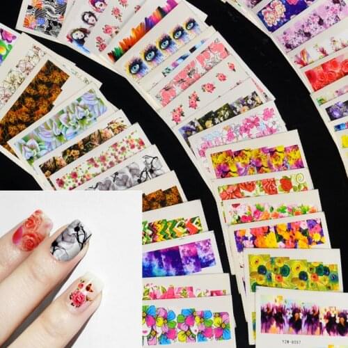 Water Transfer Beautiful Rose Decals Full Decals Nail Sticker Mixed Colorful Flower Nail Art DIY Decor