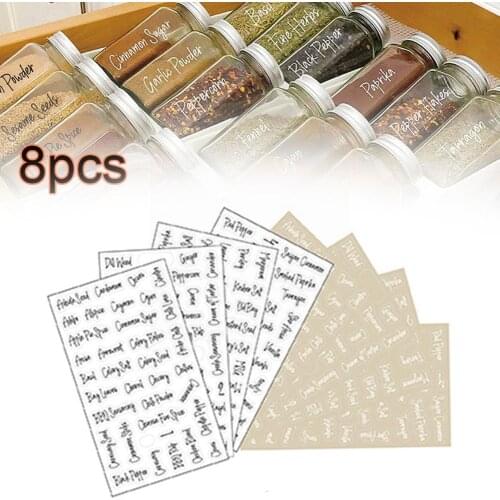 8 Sheets Labels Transparent Waterproof Pantry Stickers kitchen Labels Jar For Pantry supplies Stickers Spice Food P5Z8