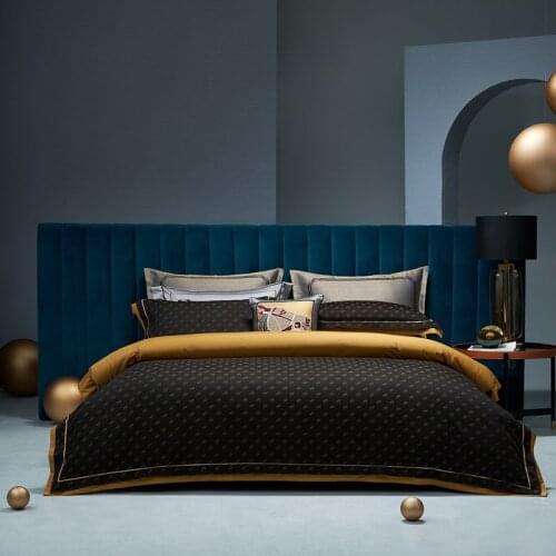 Luxury 800TC Cotton Boho Geometry Black Duvet Cover Set 4Pcs Yarn-Dyed Jacquard Soft Bedding Quilt Cover Bed Sheet 2 Pillowcases