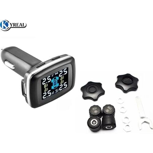 Car TPMS Universal Tire Pressure Monitoring System 4 External Sensor with Pressure Telperature Alarm AlLCD Display Tyre Monitor