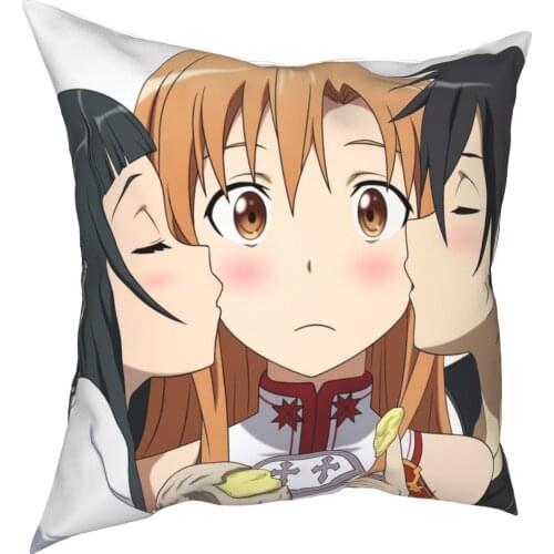 Sword Art Online Asuna Pillowcase Printing Polyester Cushion Cover Decorative Pillow Case Cover Bed Square 40*40cm
