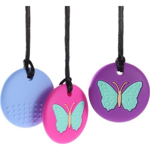 Chewy Necklace Autism ADHD Biting Sensory Child Baby Teething Tubes Chew Toy Children Silicone Teether