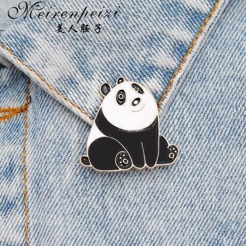 Meirenpeizi Panda Pins Panda With Hat Lapel Pins Animal Enamel Pins Badges for Clothes Bags Backpacks Animal Jewelry