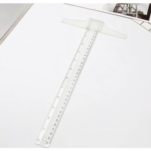 1PC 30cm/12" Plastic T-Square Metric Ruler Cm/inch Double Side Scale Measuring Tool
