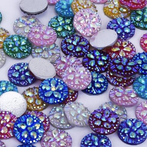 12mm Round Druzy Resin Embellishment Cabochons flat back DIY 50pcs 10239749