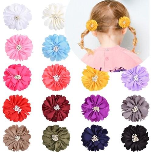 2 Pcs/lot New Sweet Chiffon Fabric Flower Hair Clips For Girls Safety Hairpin Boutique Barrettes Headwear Kids Hair Accessories