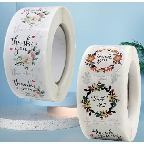 24Types Thank You Flower Stickers for Your Order Shopping Business Labels Decor Gifts Envelopes Card Sealing Stationery Packages