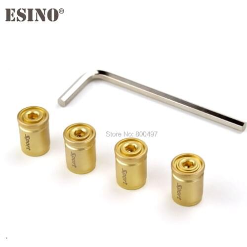 4 x Newest Golden Color Car Styling Anti-theft Stainless Wheel Tire Valve Stem Caps Zinc Alloy Wheel Tire Stem Air Valve Caps