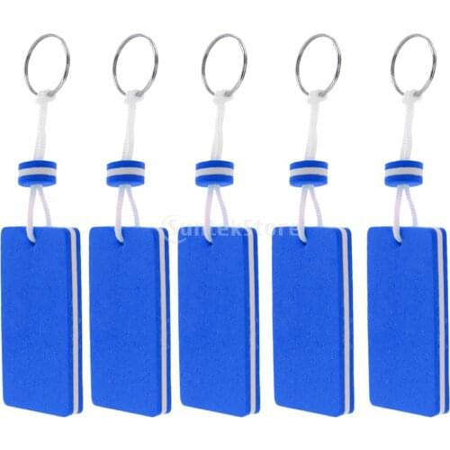 5 Pieces Yachting Boating Kayaking Sailing EVA Foam Floating Key Chain Key Ring- Rectangle Shaped Blue