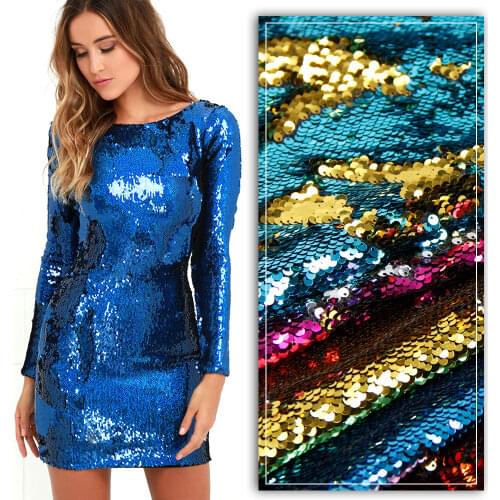 50*130cm Mermaid reversible Sparkly color Changeable Sequin Fabric Sheet For Clothes/Part Cushion Decor,1Yc1944