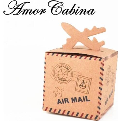50pcs Kraft paper candy box wedding travel theme decoration baby shower souvenir party favorable wedding gift box