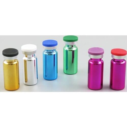 50pcs/lot 10ml Plating Essence Medicine Powders Glass Bottles with Filp off Lid Pharmaceutica Sample Vials & Rubber Stopper