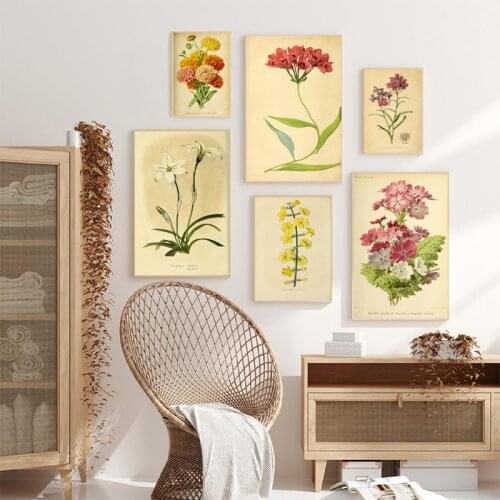 Antique Botanical Flowers Art Posters and Prints Vintage Plants Illustration Painting Wall Pictures for Living Room Decor