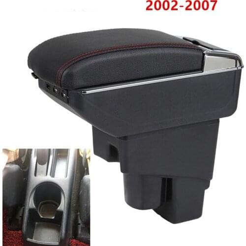 Car Dual Layer Storage Box Center Console Leather Armrest Cup Holder For Honda Fit Jazz 2002-2007 Hatchback 2003 2004 2005 2006