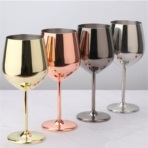 500/200ML Wine Goblet Red Wine Glass Cocktail Glass for Bar Picnic Wineglass Stainless Steel Copper Plated Cup Party Supplies