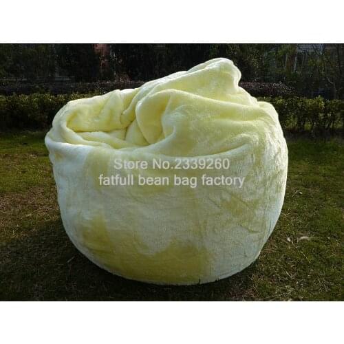 Large lemon Shaggy Faux Fur Long Fur Beanbag Cover Plush Bean Bag Chair 116cm(D) - self factory made - Cover only No Filler