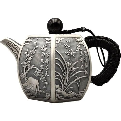 Teapot, stainless steel teapot, silver teapot, iron teapot, hot water teapot, teapot 200 ml water, kung fu tea set