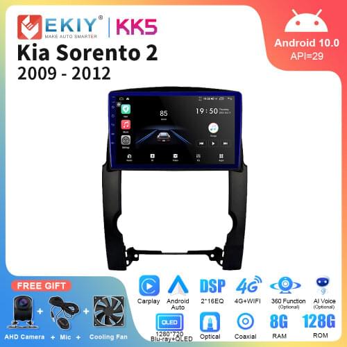 EKIY 1280*720P Android 10.0 Car Multimedia Auto Radio For KIA Sorento 2 XM Sedan 2009 - 2012 GPS Navigation All-in-One Head Unit