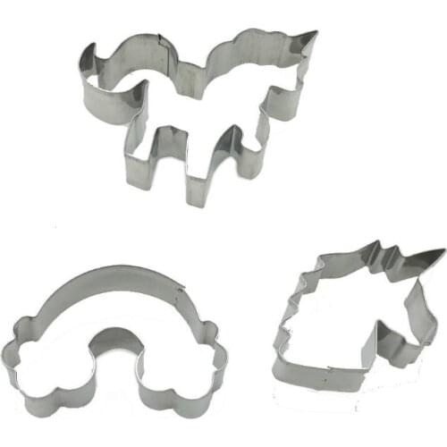 Cookie Cutter Mold Unicorn Shape Stainless Steel Cookie Moulds Baking Moulds 3pcs/sets SN2151