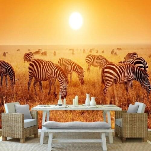 Photo wallpaper Custom wallpaper mural Zebra African savannah living room decoration TV backdrop wallpaper
