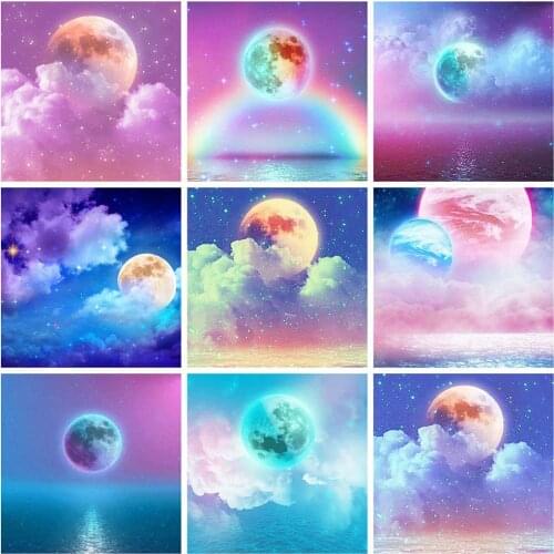 HUACAN 5D Diamond Painting Full Square New Arrival Landscape Diamond Embroidery Cross Stitch Moon Rhinestones Mosaic Wall Art