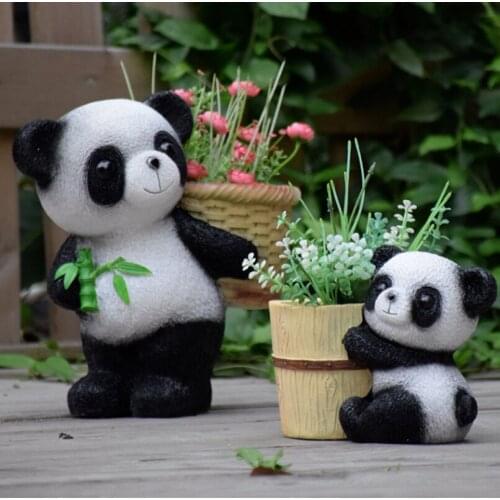 Simulation Animal Panda Flower Jar Decoration Resin Garden Courtyard Garden Decoration Home Flower Pot Storage Decoration