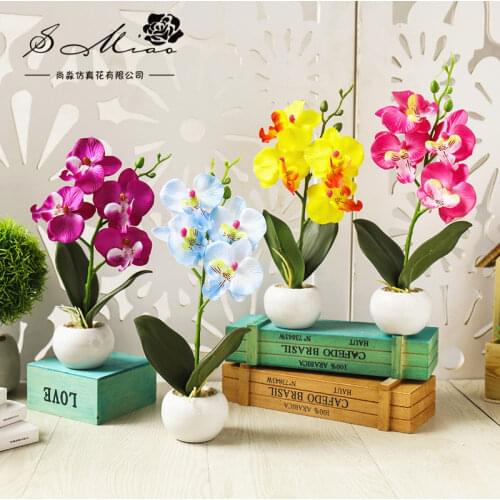 4Heads Artificial Butterfly Orchid Potted Bonsai Home Garden Balcony Desktop Bedroom Living Room Decoration Fake Plants Bonsai