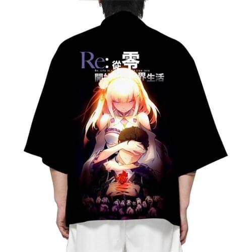 REM cosplay Kimono Japanese Clothes Yukata Re:Zero Starting Life in Another World Haori Obi Beach Cardigan Streetwear Jacket
