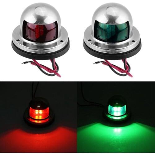 12V Stainless Steel Red Green Bow LED Navigation Lights Boat Marine Indicator Spot Light Marine Boat Yacht Sailing Light
