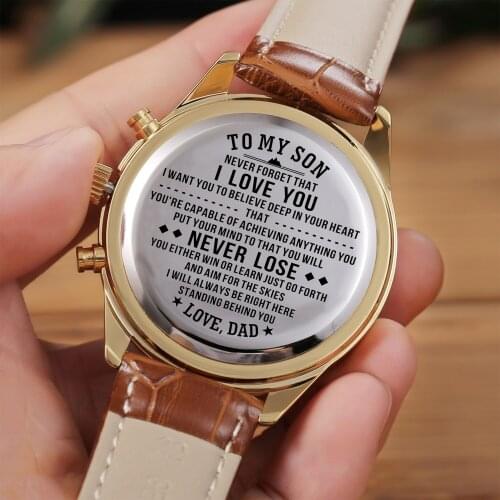 MY SON JUST ALWAYS REMEMBER THIS Dad send you a luxury sports carved watch Luxury sports belt waterproof watch Christmas