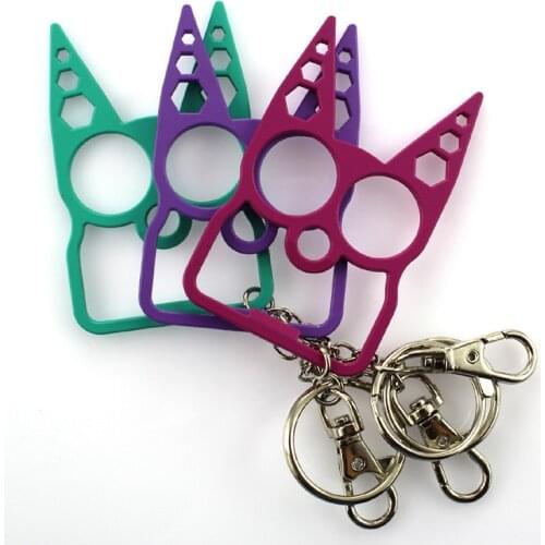 Cartoon Cat Ear Face Shape Finger Tiger Keychain Corkscrew Multifunctional Keyring Purse Handbag Ornament Brass Knuckl Key Chain