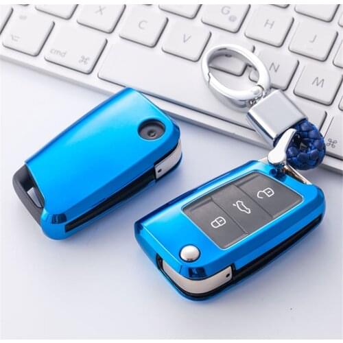 Soft TPU Car Key Cover Case Shell Fob Hand-woven Keychain Keyring For Skoda Octavia 2 3 A7 Rapid Fabia Superb Kodiaq Karoq Yeti