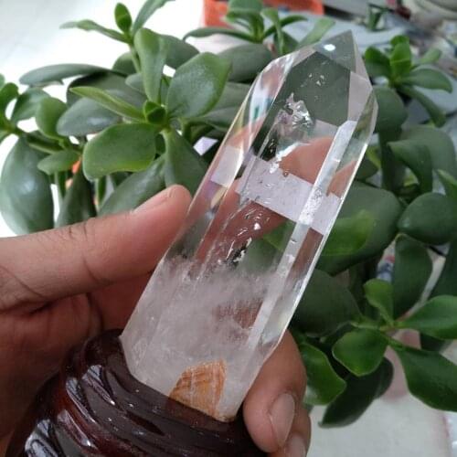 Natural CLEAR White BIG Quartz Crystal Obelisk Wand Point Specimen Healing +stand