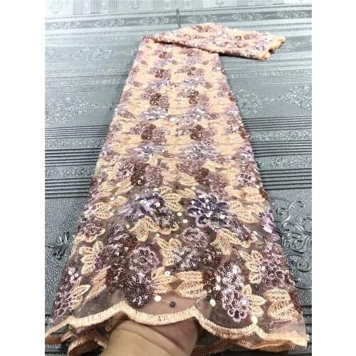New laminated embroidery high quality French tulle lace African lace fabric Nigerian style skirt design fabric 5 yards