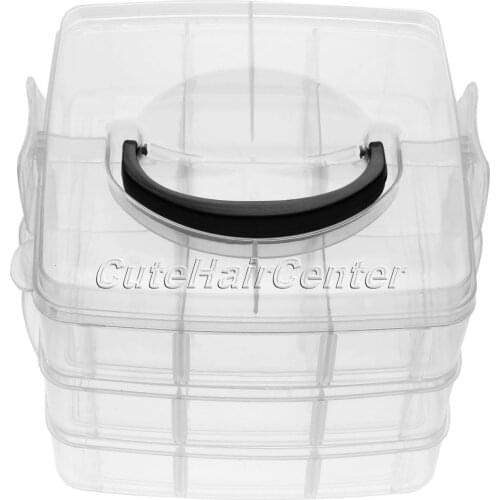 2016 New Arrival Clear Plastic Craft Beads Jewellery Storage Organiser Compartment Tool 3 layers 15x15x12.2cm