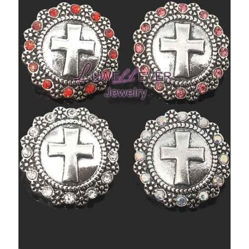 Wholesale w268 cross 18mm rhinestone metal snap button for Bracelet Necklace Jewelry For Women jewelry Fashion accessories