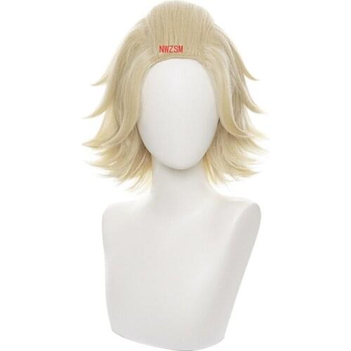 Manjirou Sano Light Golden Short Wig Cosplay Costume Heat Resistant Synthetic Hair Tokyo Revengers Party Wigs