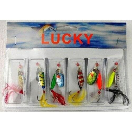 12pcs Spinner Fishing Lures 8cm 7.71g Spoon Hard Baits Feather Hook Metal Sequin Noise Lure Paillette Fishing Wobblers (SP008)