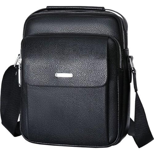 Mens Black Shoulder Leather Bag For Men Husband Messenger Crossbody Tote Handbag Storag Fashion Travel Weekend Waterproof Bags