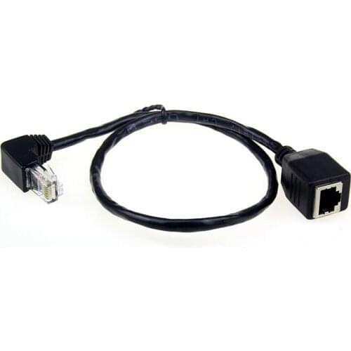 Down Angled 90 Degree 8P8C FTP STP UTP Cat 6e 5e Male to Female Lan Ethernet Network Extension Cable 50cm