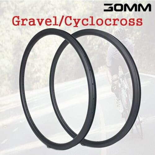 Go-proe Gravel Disc Brake Carbon Fiber Rims 400g Depth 30mm UD Finish Tubeless Road Bike Rims For Cyclocross Bicycle Wheelset